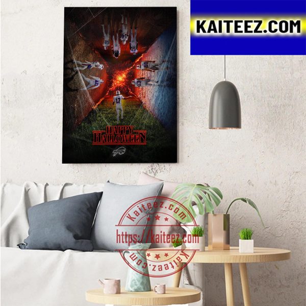 Happy Halloween X Stranger Things X Buffalo Bills NFL The Upside Down Art Decor Poster Canvas