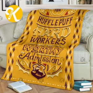 Harry Potter Hufflepuff Hard Workers Worthy Admission Quote In Yellow Argyle Plattern Sherpa Throw Blanket