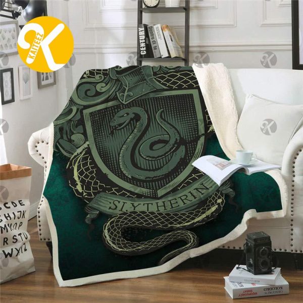 Harry Potter Slytherin Big Snake With Knight Vibe Throw Fleece Blanket