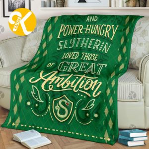 Harry Potter Slytherin Great Ambition Quote In Green Argyle Pattern Sherpa Throw Blanket