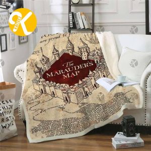 Harry Potter Vintage Hogwarts Castle The Marauders Map Sherpa Throw Blanket