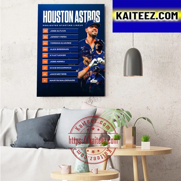 Houston Astros Projected Starting MLB Lineup Art Decor Poster Canvas