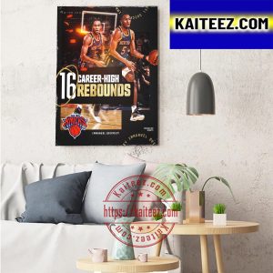 Immanuel Quickley 16 Career High Rebounds New York Knicks NBA Art Decor Poster Canvas
