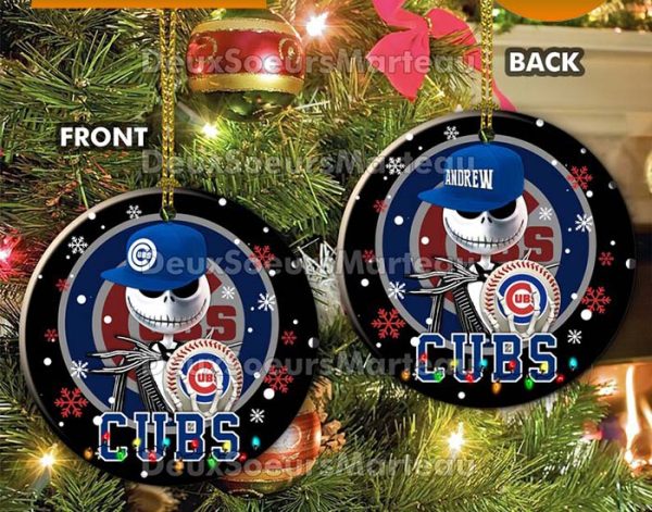 Jack Skellington Chicago Cubs Christmas Ceramic Christmas Ornament