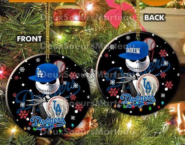 Jack Skellington Los Angeles Dodgers Christmas Ceramic Christmas Ornament