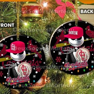 Jack Skellington Louis Cardinals Christmas Ceramic Christmas Ornament