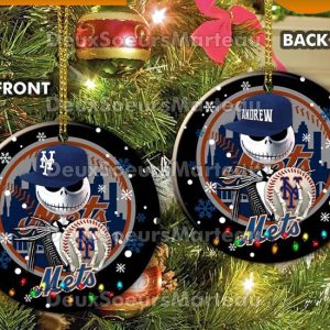 Jack Skellington New York Mets Christmas Ceramic Christmas Ornament