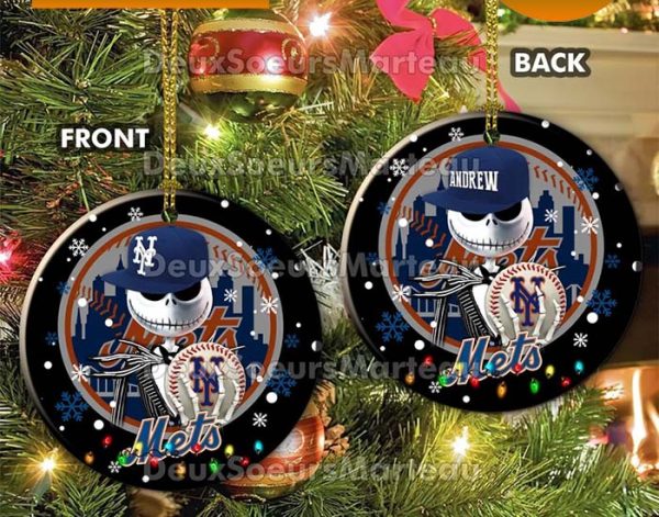 Jack Skellington New York Mets Christmas Ceramic Christmas Ornament