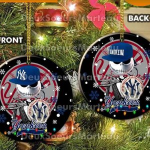 Jack Skellington New York Yankees Christmas Ceramic Christmas Ornament