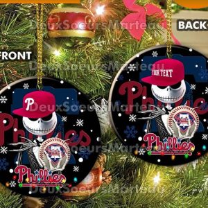 Jack Skellington Philadelphia Phillies Christmas Ceramic Christmas Ornament