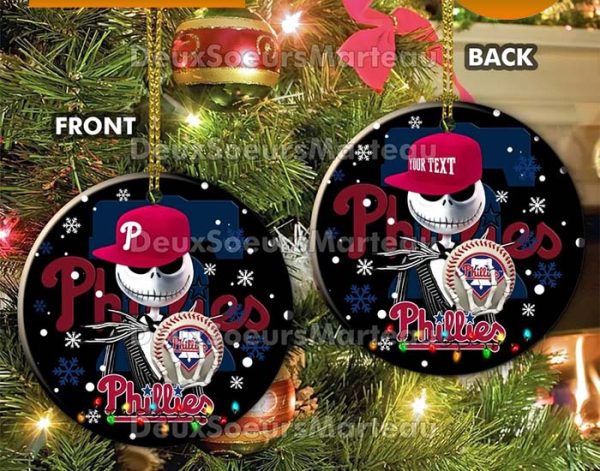 Jack Skellington Philadelphia Phillies Christmas Ceramic Christmas Ornament