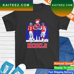 Jaxson Dart and Eli Manning Ole Miss Rebels signatures T-shirt