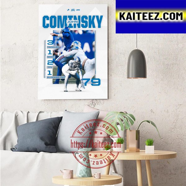 John Cominsky Detroit Lions NFL Art Decor Poster Canvas