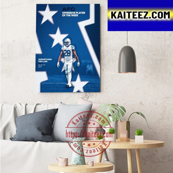 Jonathan Taylor Wins AFC Offensive Player Of The Week Art Decor Poster Canvas