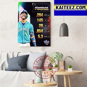 Julio Rodriguez 2022 AL Rookie Ranks Art Decor Poster Canvas