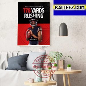 Justin Fields Most Rushing Yards By A QB With 178 Yards Rushing Art Decor Poster Canvas