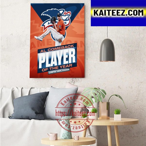 Justin Verlander 2022 AL Comeback Player Of The Year Houston Astros MLB Art Decor Poster Canvas
