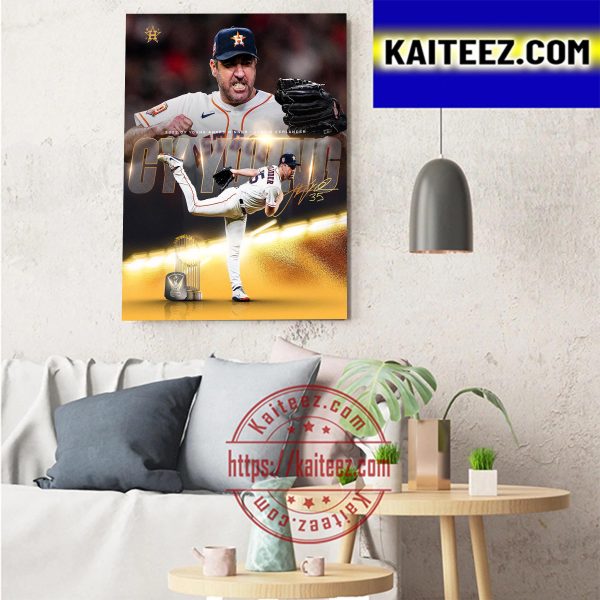 Justin Verlander 2022 CY Young Award Winner Houston Astros Art Decor Poster Canvas