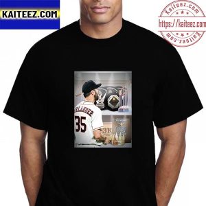 Justin Verlander 3 CY Young Award Winner And His Trophy Case Vintage T-Shirt