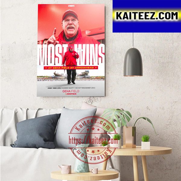 Kansas City Chiefs Coach Andy Reid Most Wins At Geha Field At Arrowhead Art Decor Poster Canvas