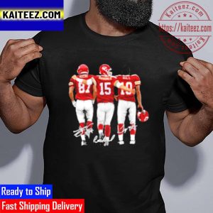 Kansas City Chiefs player Kelce #87 Mahomes #15 and Hill #10 Vintage T-Shirt