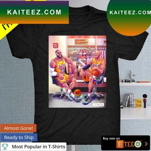 LeBron James and Kobe Bryant caricature Los Angeles Lakers T-shirt