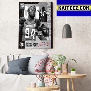 Lorenzo Mauldin IV 2022 Most Outstanding Defensive Player CFL Awards Art Decor Poster Canvas