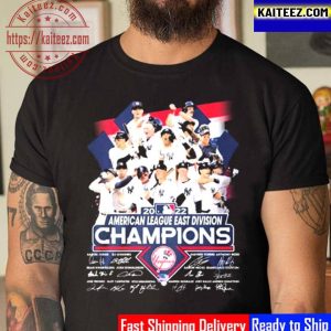 MLB 2022 American League East Division Champions New York Yankees Signatures Vintage T-Shirt