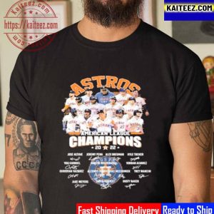 MLB Houston Astros Team American League Champions 2022 Signatures Vintage T-Shirt