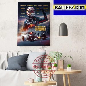 Max Verstappen Wins A Record Breaking 14th Grand Prix This Season Art Decor Poster Canvas