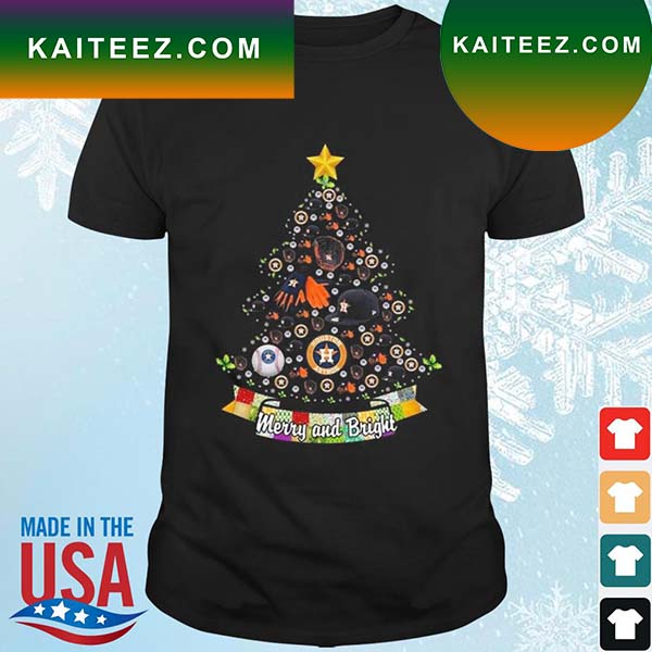 Official Merry And Bright Los Houston Astros MLB Christmas tree 2022 T-shirt