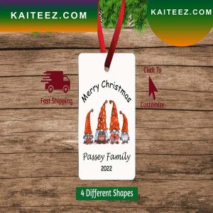 Merry Christmas Custom Name Family Gnome Christmas Ornament