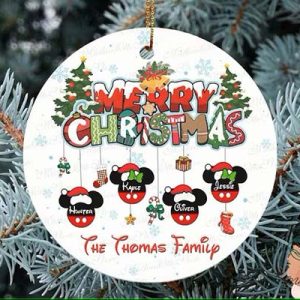 Merry Christmas Custom Name The Thomas Family Disney Ornament