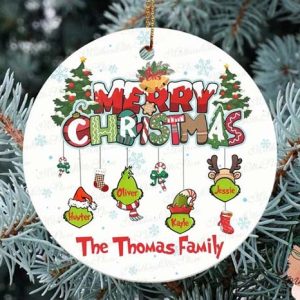 Merry Christmas The Custom Name Family Grinch Christmas Ornament