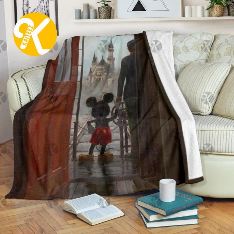 Mickey Mouse And Walt Disney Trip To The Disney Castle Christmas Throw