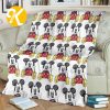 Mickey Mouse Emotional Pattern In Yellow Stripes Background Christmas Throw Fleece Blanket