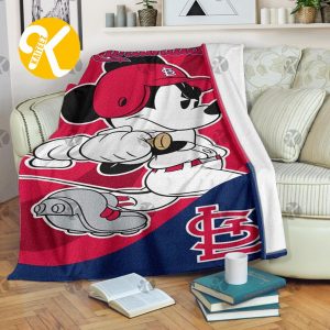 Mickey Mouse St. Louis Cardinals MLB Team Baseball Christmas Throw Fleece Blanket