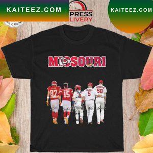 Missouri Sports Team Kelce Mahomes and Molina Pujols Wainwright signatures T-shirt