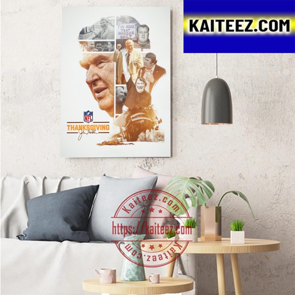 NFL Happy Madden Thanksgiving John Madden Signature Art Decor Poster Canvas