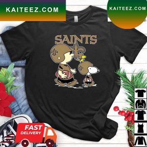 NFL New Orleans Saints Charlie Brown Snoopy And Woodstock Road T-Shirt