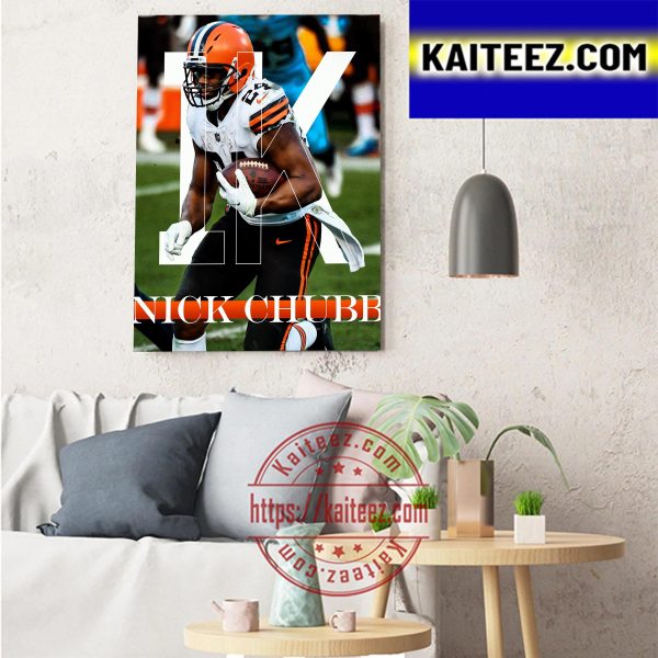 Nick Chubb 1000 Yard Season Art Decor Poster Canvas