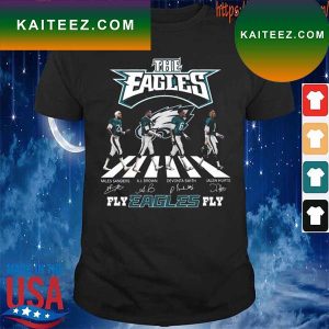 Official The Eagles Miles Sanders A.J.Brown Devonta Smith Jalen Hurts abbey road Fly Eagles fly signatures T-shirt