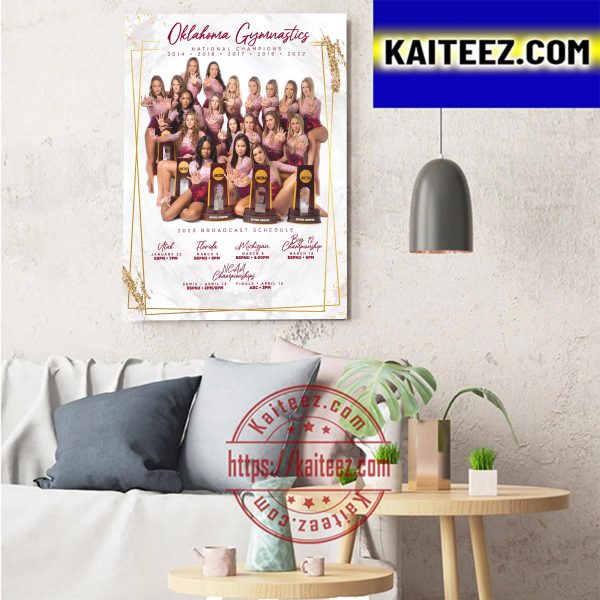 Oklahoma Womens Gymnastics National Champions NCAA Championship Art Decor Poster Canvas