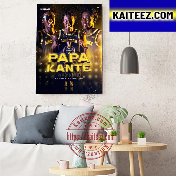 Papa Kante Signed Michigan Mens Basketball Art Decor Poster Canvas