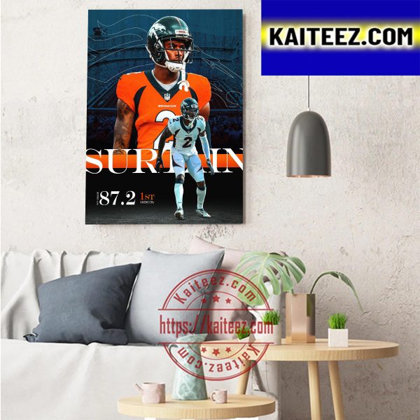 Patrick Surtain II 1st Among CBs PFF Grade Art Decor Poster Canvas