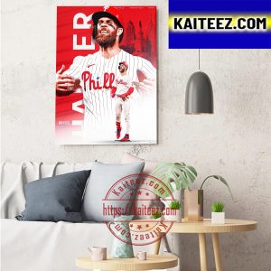 Philadelphia Phillies Bryce Harper Home Run 2022 MLB World Series Art Decor Poster Canvas