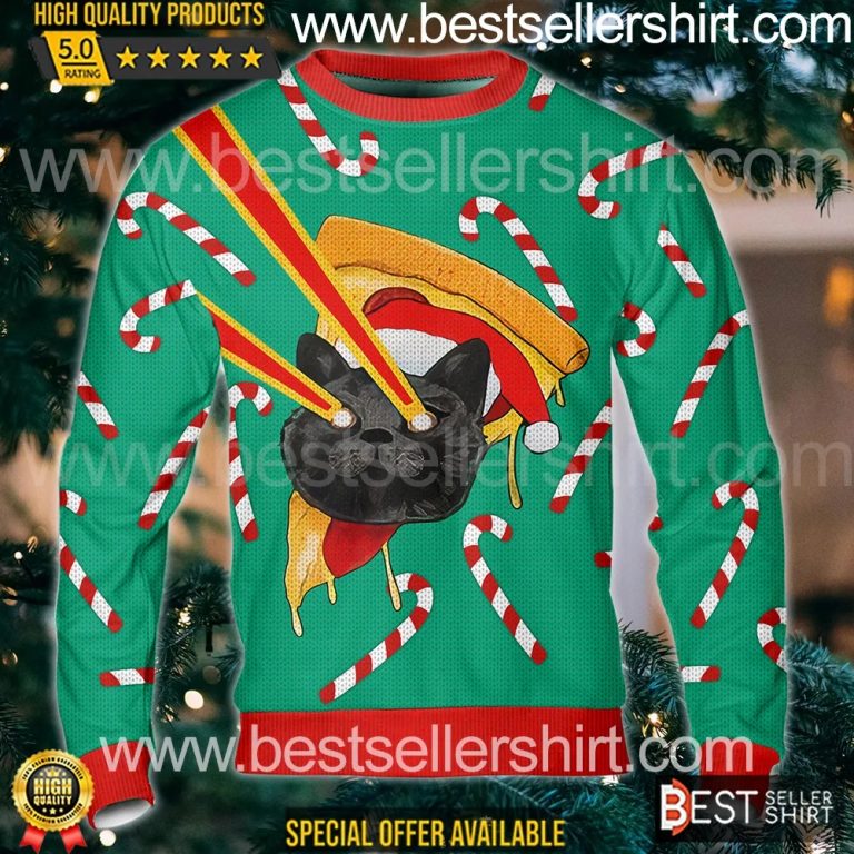 Pizza Cat Drax Laser Eyes The Guardians Of The Galaxy Holiday Special Christmas Ugly Sweater 