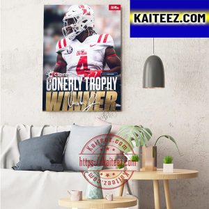 Quinshon Judkins Conerly Trophy Winner With Ole Miss Football Art Decor Poster Canvas