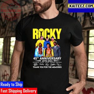 Rocky 45th Anniversary Signatures 70s Movie Thank You For The Memories Vintage T-Shirt