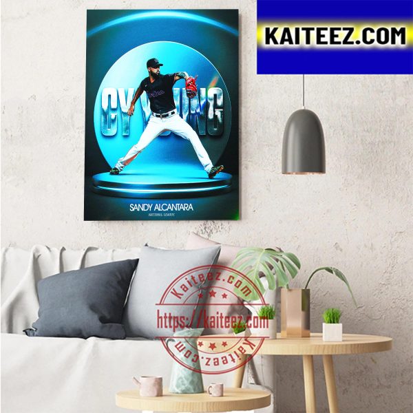 Sandy Alcantara Miami Marlins 2022 NL CY Young Award Winner Art Decor Poster Canvas